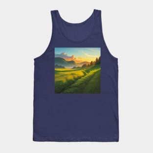 Lush, Sunlit Razor Grass Meadow at Sunset in Faerun Tank Top